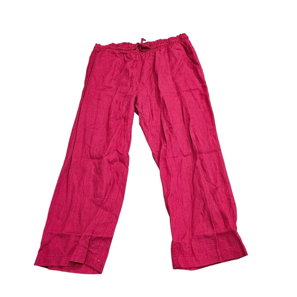 LaNtanA Clothing Pink Linen Drawstring Pants Women’s Large Wide Leg Casual